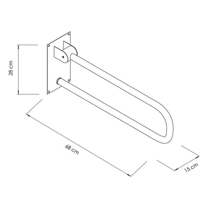 GGM Gastro Toilet Support Rail - foldable - Stainless Steel - Length: 680mm