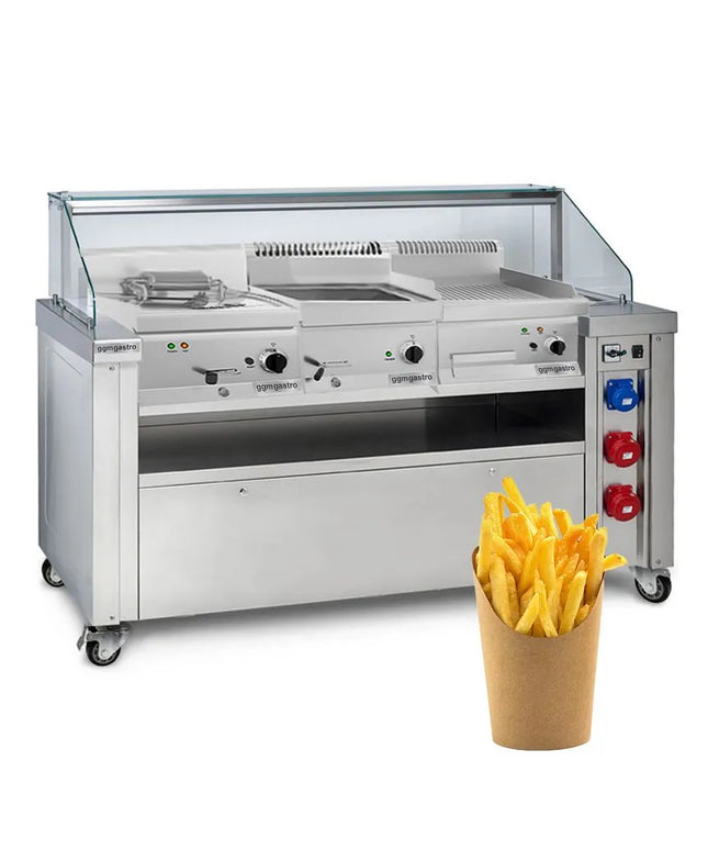 GGM Gastro Trạm Nấu Di Động - 1600x850mm - Cao 1170mm - Có Bếp Chiên & Bếp Chiên Phẳng