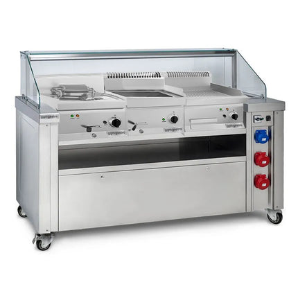 GGM Gastro Trạm Nấu Di Động - 1600x850mm - Cao 1170mm - Có Bếp Chiên & Bếp Chiên Phẳng
