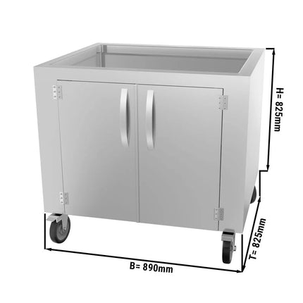 GGM Gastro Tủ Bệ Cho Lò Nướng Than - 890x825x825mm - Thép Không Gỉ - Có Bánh Xe - Cho CHOE881