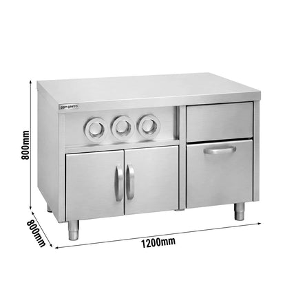 GGM Gastro Tủ Bệ Trạm Đồ Uống - Có Hộp Ly & Khay Đá - 1200x800mm - Dài 1200mm