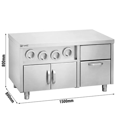 GGM Gastro Tủ Bệ Trạm Đồ Uống - Có Hộp Ly & Khay Đá - 1,5m