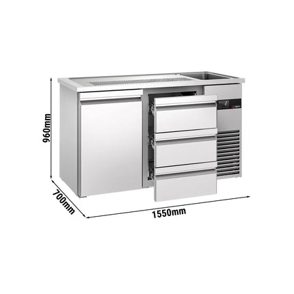 GGM Gastro Tủ Bia Trực Tiếp / Kegerator PREMIUM - 1550x700mm - 1 Cánh Kín & 3 Ngăn Kéo
