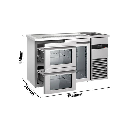 GGM Gastro Tủ Bia Trực Tiếp / Kegerator PREMIUM - 1550x700mm - 1 Cánh Kính & 2 Ngăn Kéo