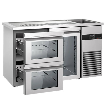 GGM Gastro Tủ Bia Trực Tiếp / Kegerator PREMIUM - 1550x700mm - 1 Cánh Kính & 2 Ngăn Kéo