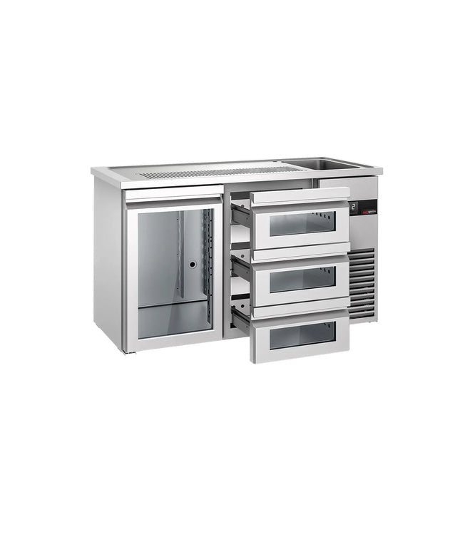 GGM Gastro Tủ Bia Trực Tiếp / Kegerator PREMIUM - 1550x700mm - 1 Cánh Kính & 3 Ngăn Kéo