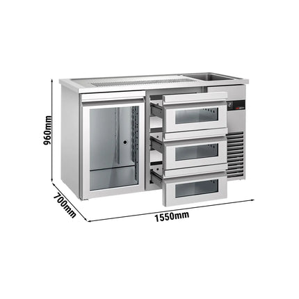 GGM Gastro Tủ Bia Trực Tiếp / Kegerator PREMIUM - 1550x700mm - 1 Cánh Kính & 3 Ngăn Kéo