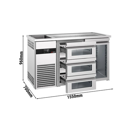 GGM Gastro Tủ Bia Trực Tiếp / Kegerator PREMIUM - 1550x700mm - 1 Cánh Kính & 3 Ngăn Kéo