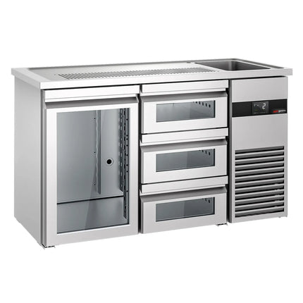 GGM Gastro Tủ Bia Trực Tiếp / Kegerator PREMIUM - 1550x700mm - 1 Cánh Kính & 3 Ngăn Kéo