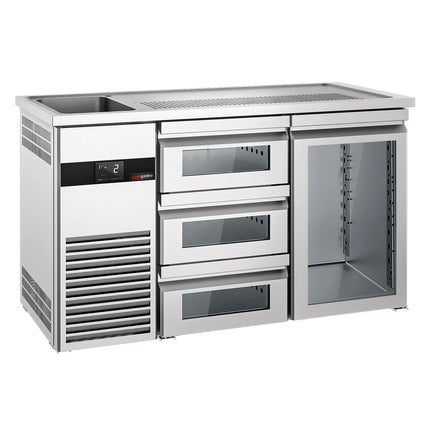 GGM Gastro Tủ Bia Trực Tiếp / Kegerator PREMIUM - 1550x700mm - 1 Cánh Kính & 3 Ngăn Kéo