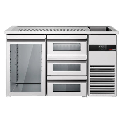 GGM Gastro Tủ Bia Trực Tiếp / Kegerator PREMIUM - 1550x700mm - 1 Cánh Kính & 3 Ngăn Kéo