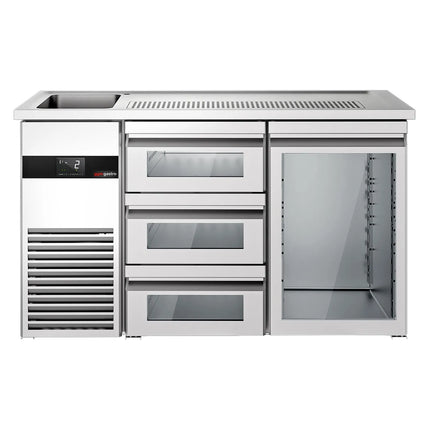 GGM Gastro Tủ Bia Trực Tiếp / Kegerator PREMIUM - 1550x700mm - 1 Cánh Kính & 3 Ngăn Kéo