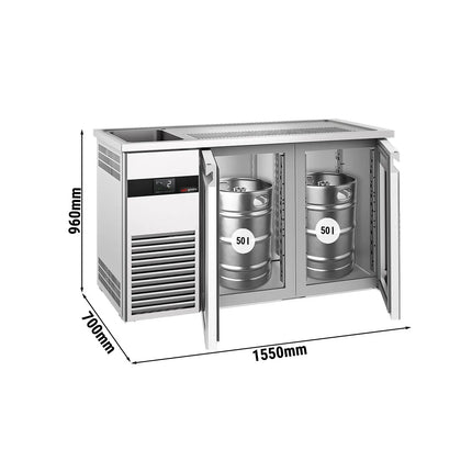 GGM Gastro Tủ Bia Trực Tiếp / Kegerator PREMIUM - 1550x700mm - 2 Cánh Kính