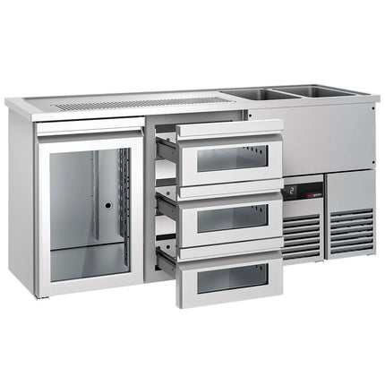 GGM Gastro Tủ Bia Trực Tiếp / Kegerator PREMIUM - 1950x700mm - 1 Cánh Kính & 3 Ngăn Kéo