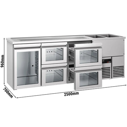 GGM Gastro Tủ Bia Trực Tiếp / Kegerator PREMIUM - 2500x700mm - 1 Cánh Kính & 4 Ngăn Kéo