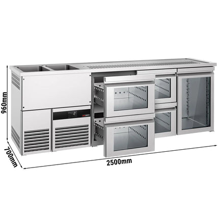 GGM Gastro Tủ Bia Trực Tiếp / Kegerator PREMIUM - 2500x700mm - 1 Cánh Kính & 4 Ngăn Kéo