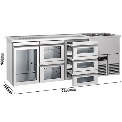 GGM Gastro Tủ Bia Trực Tiếp / Kegerator PREMIUM - 2500x700mm - 1 Cánh Kính & 5 Ngăn Kéo