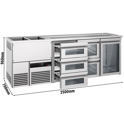 GGM Gastro Tủ Bia Trực Tiếp / Kegerator PREMIUM - 2500x700mm - 1 Cánh Kính & 5 Ngăn Kéo