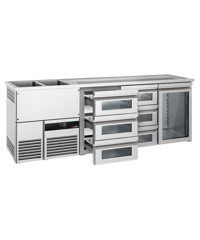 GGM Gastro Tủ Bia Trực Tiếp / Kegerator PREMIUM - 2500x700mm - 1 Cánh Kính & 6 Ngăn Kéo