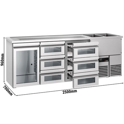 GGM Gastro Tủ Bia Trực Tiếp / Kegerator PREMIUM - 2500x700mm - 1 Cánh Kính & 6 Ngăn Kéo