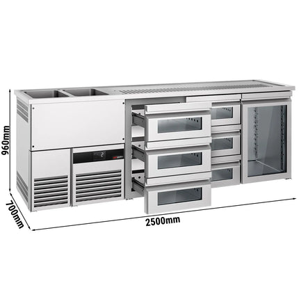 GGM Gastro Tủ Bia Trực Tiếp / Kegerator PREMIUM - 2500x700mm - 1 Cánh Kính & 6 Ngăn Kéo
