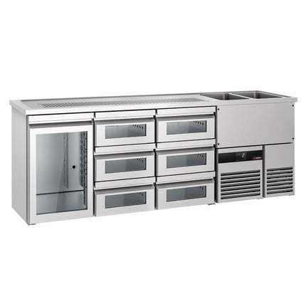GGM Gastro Tủ Bia Trực Tiếp / Kegerator PREMIUM - 2500x700mm - 1 Cánh Kính & 6 Ngăn Kéo