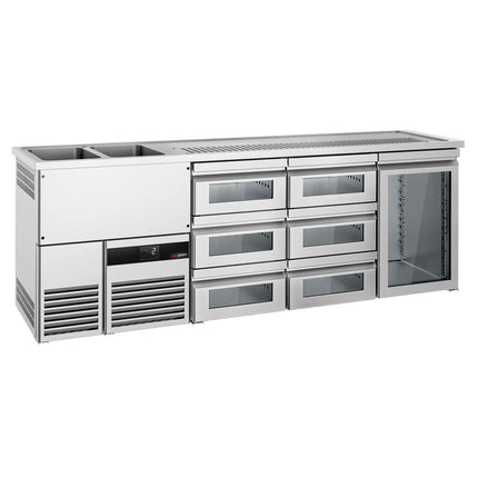 GGM Gastro Tủ Bia Trực Tiếp / Kegerator PREMIUM - 2500x700mm - 1 Cánh Kính & 6 Ngăn Kéo