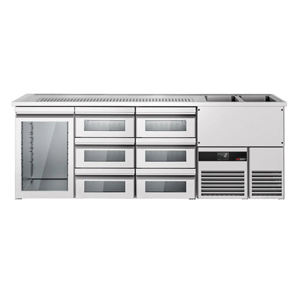 GGM Gastro Tủ Bia Trực Tiếp / Kegerator PREMIUM - 2500x700mm - 1 Cánh Kính & 6 Ngăn Kéo