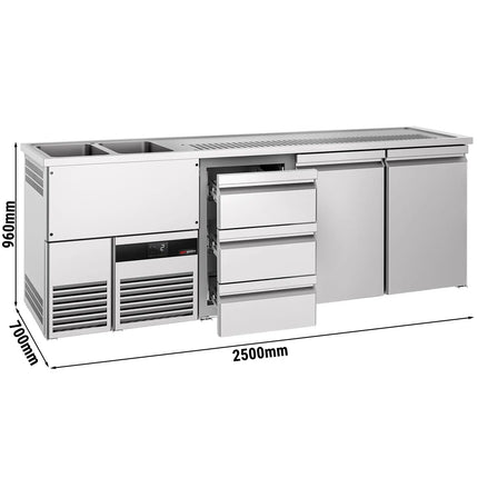 GGM Gastro Tủ Bia Trực Tiếp / Kegerator PREMIUM - 2500x700mm - 2 Cánh & 3 Ngăn Kéo