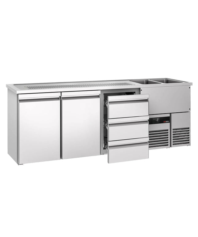 GGM Gastro Tủ Bia Trực Tiếp / Kegerator PREMIUM - 2500x700mm - 2 Cánh Kín & 3 Ngăn Kéo