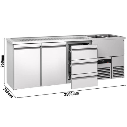 GGM Gastro Tủ Bia Trực Tiếp / Kegerator PREMIUM - 2500x700mm - 2 Cánh Kín & 3 Ngăn Kéo
