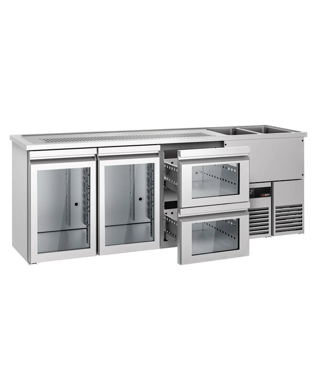 GGM Gastro Tủ Bia Trực Tiếp / Kegerator PREMIUM - 2500x700mm - 2 Cánh Kính & 2 Ngăn Kéo