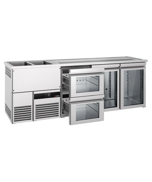 GGM Gastro Tủ Bia Trực Tiếp / Kegerator PREMIUM - 2500x700mm - 2 Cánh Kính & 2 Ngăn Kéo