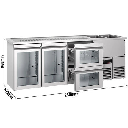 GGM Gastro Tủ Bia Trực Tiếp / Kegerator PREMIUM - 2500x700mm - 2 Cánh Kính & 2 Ngăn Kéo