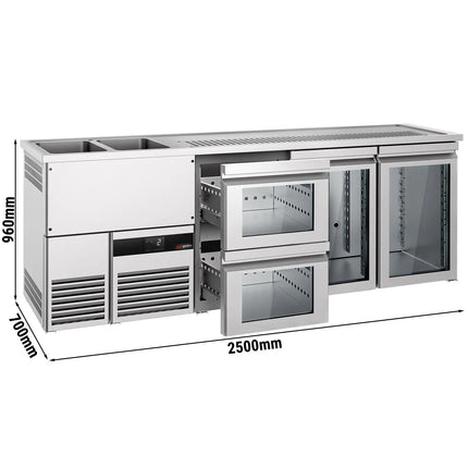 GGM Gastro Tủ Bia Trực Tiếp / Kegerator PREMIUM - 2500x700mm - 2 Cánh Kính & 2 Ngăn Kéo