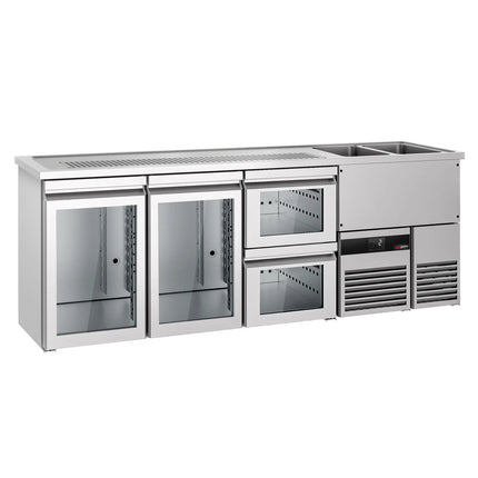 GGM Gastro Tủ Bia Trực Tiếp / Kegerator PREMIUM - 2500x700mm - 2 Cánh Kính & 2 Ngăn Kéo
