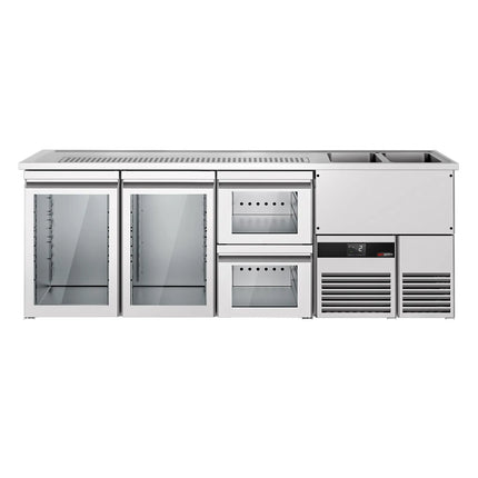 GGM Gastro Tủ Bia Trực Tiếp / Kegerator PREMIUM - 2500x700mm - 2 Cánh Kính & 2 Ngăn Kéo