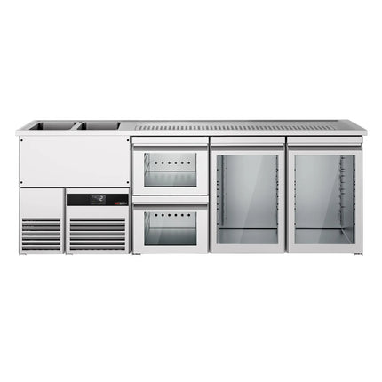 GGM Gastro Tủ Bia Trực Tiếp / Kegerator PREMIUM - 2500x700mm - 2 Cánh Kính & 2 Ngăn Kéo