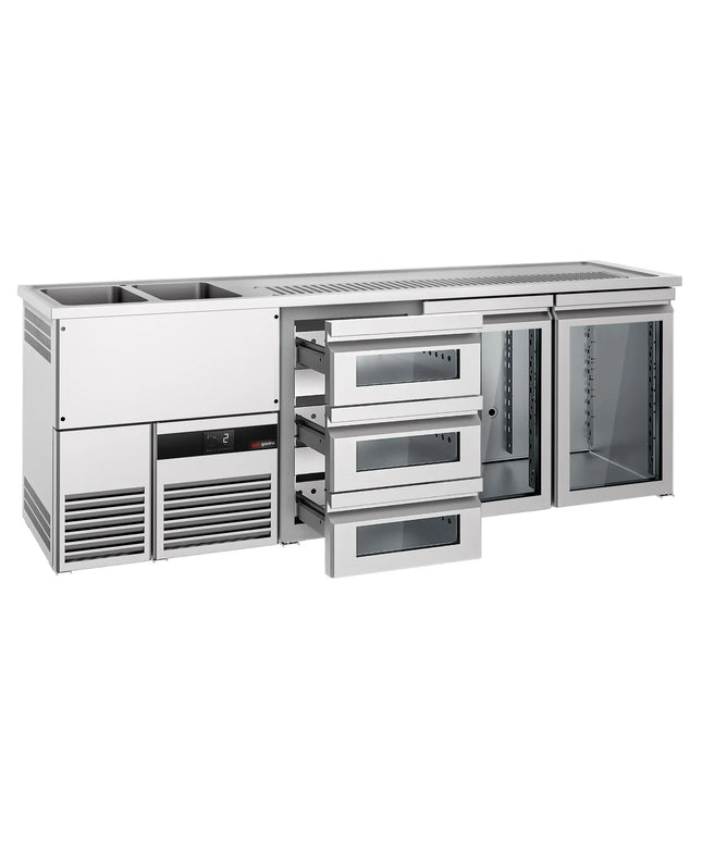 GGM Gastro Tủ Bia Trực Tiếp / Kegerator PREMIUM - 2500x700mm - 2 Cánh Kính & 3 Ngăn Kéo