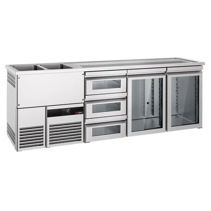 GGM Gastro Tủ Bia Trực Tiếp / Kegerator PREMIUM - 2500x700mm - 2 Cánh Kính & 3 Ngăn Kéo