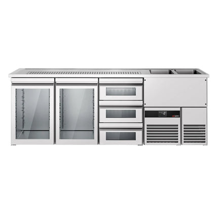 GGM Gastro Tủ Bia Trực Tiếp / Kegerator PREMIUM - 2500x700mm - 2 Cánh Kính & 3 Ngăn Kéo