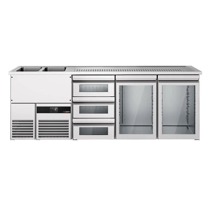 GGM Gastro Tủ Bia Trực Tiếp / Kegerator PREMIUM - 2500x700mm - 2 Cánh Kính & 3 Ngăn Kéo