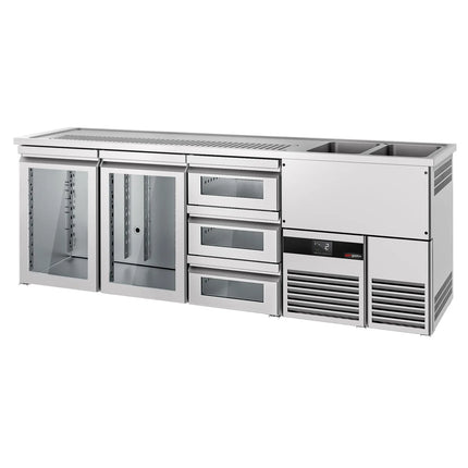 GGM Gastro Tủ Bia Trực Tiếp / Kegerator PREMIUM - 2500x700mm - 2 Cánh Kính & 3 Ngăn Kéo