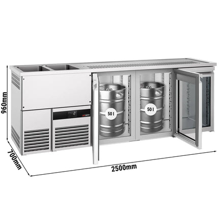 GGM Gastro Tủ Bia Trực Tiếp / Kegerator PREMIUM - 2500x700mm - 3 Cánh Kính