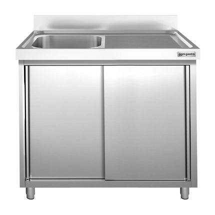GGM Gastro Tủ Bồn Rửa Inox PREMIUM - 1000x600mm - 1 Chậu Bên Trái