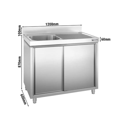 GGM Gastro Tủ Bồn Rửa Inox PREMIUM - 1200x600mm - 1 Chậu Bên Trái
