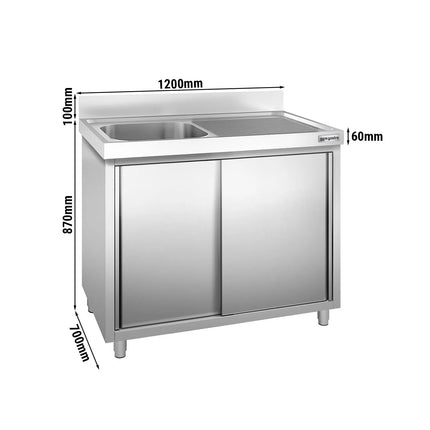 GGM Gastro Tủ Bồn Rửa Inox PREMIUM - 1200x700mm - 1 Chậu Bên Trái