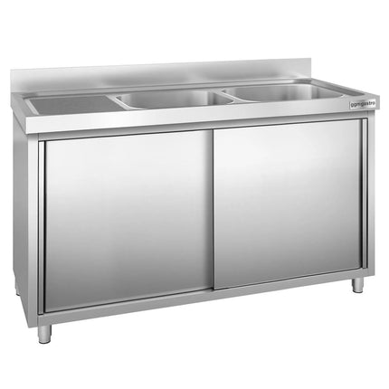 GGM Gastro Tủ Bồn Rửa Inox PREMIUM - 1400x600mm - 2 Chậu Bên Phải