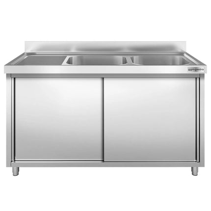 GGM Gastro Tủ Bồn Rửa Inox PREMIUM - 1400x600mm - 2 Chậu Bên Phải