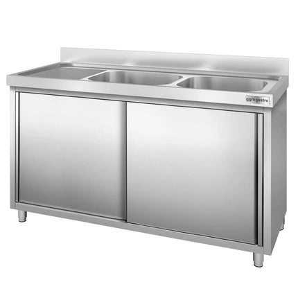 GGM Gastro Tủ Bồn Rửa Inox PREMIUM - 1400x600mm - 2 Chậu Bên Phải